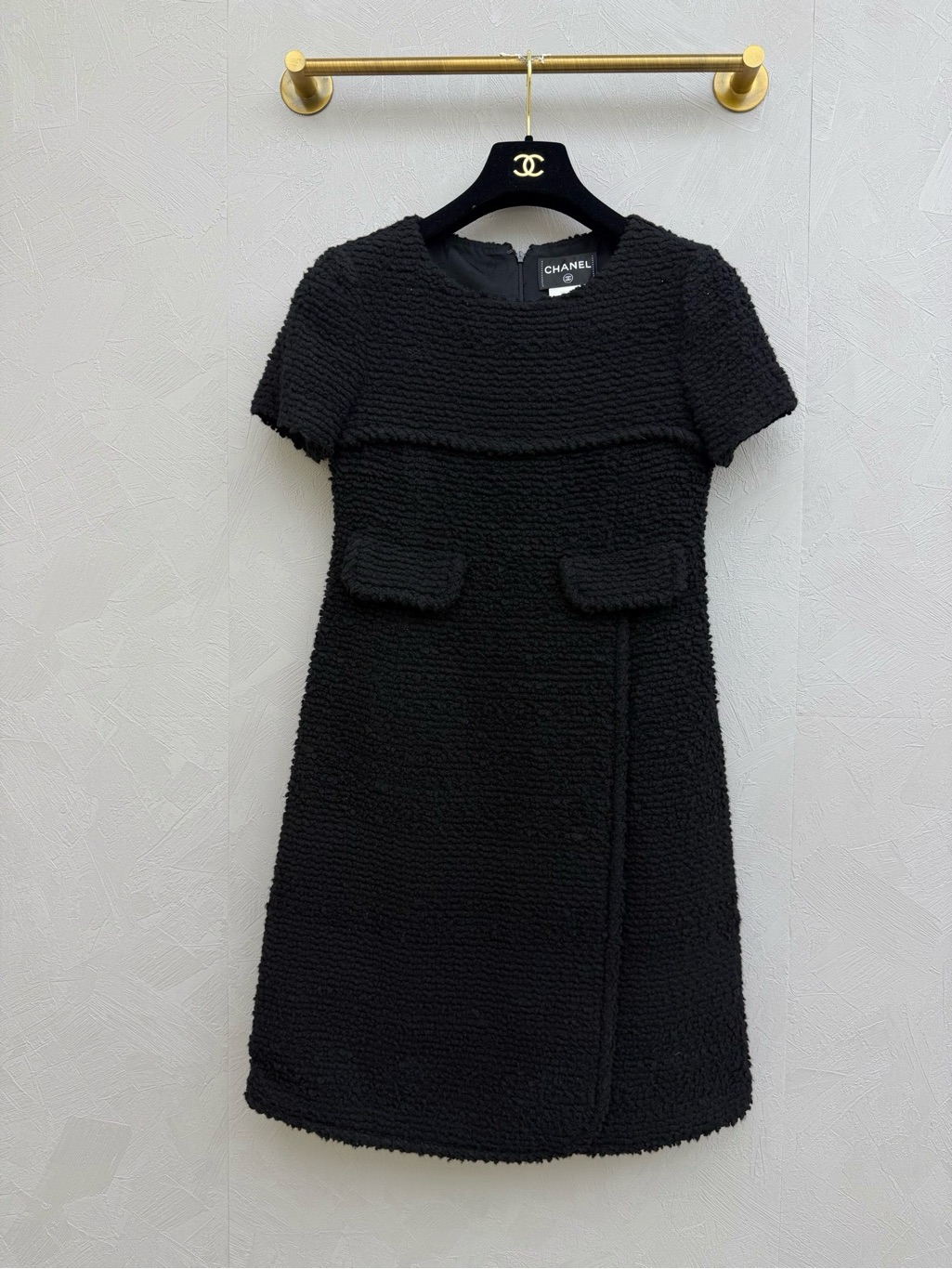 Steal Chanel Black Boucl Mini Shift Dress